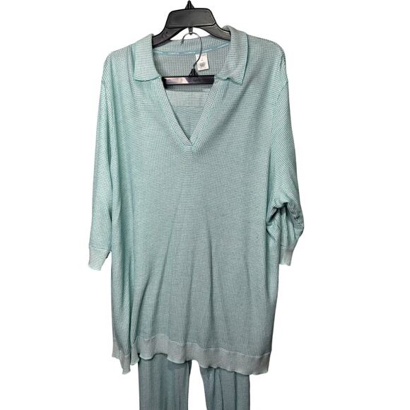 Liz Claiborne Light Blue Waffle Knit Lounge Set Women’s Plus Size 3X Sleepwear - Picture 3 of 11